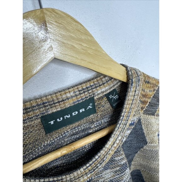 Vintage Tundra 90s Men XL Zig Zag Knit Sweater Pullover Hip Hop - Picture 3 of 5